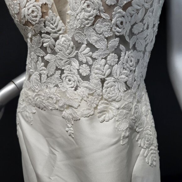 NWT~$2150~JUSTIN ALEXANDER~10/12~IVORY FIT & FLARE MERMAID LACE WEDDING DRESS - Picture 4 of 16